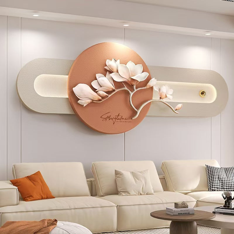 Cuadro Decorativo Magnolias Serenas con Luz LED | Arte de Calma y Dignidad en Poliresina 3D