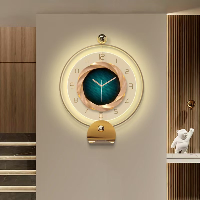 Cuadro Decorativo Espiral Dorado con Esfera Cristalina y Luz LED | Arte del Tiempo en Poliresina 3D