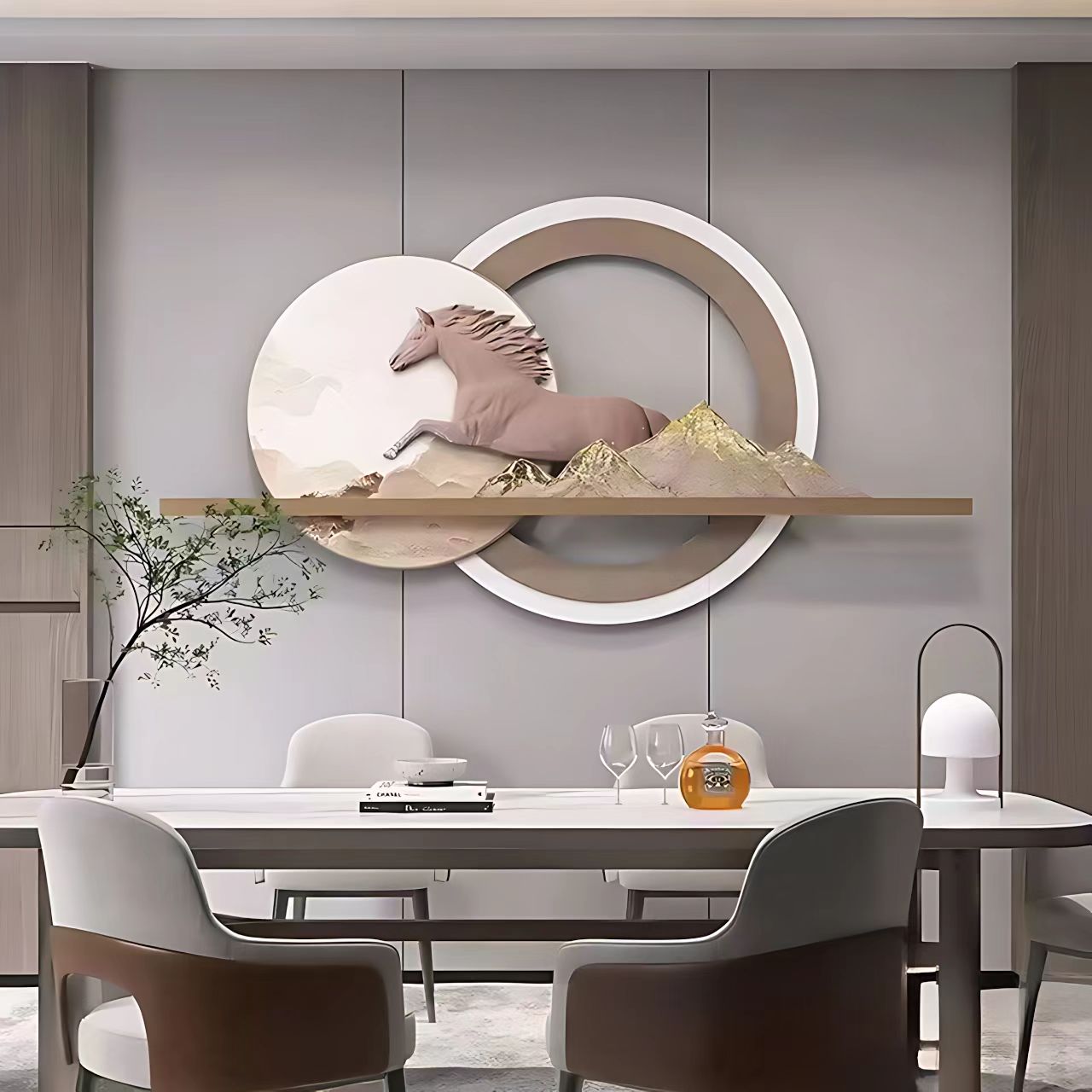 Cuadro Decorativo Caballo Trotando con Luz LED | Arte de Fuerza, Libertad y Destino en Poliresina 3D