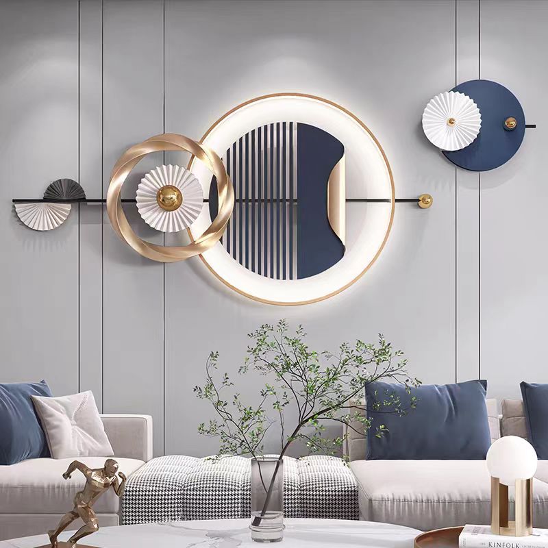 Cuadro Decorativo Círculo Iluminado con Anillos Dorados y Luz LED | Arte de Conciencia y Armonía en Poliresina 3D