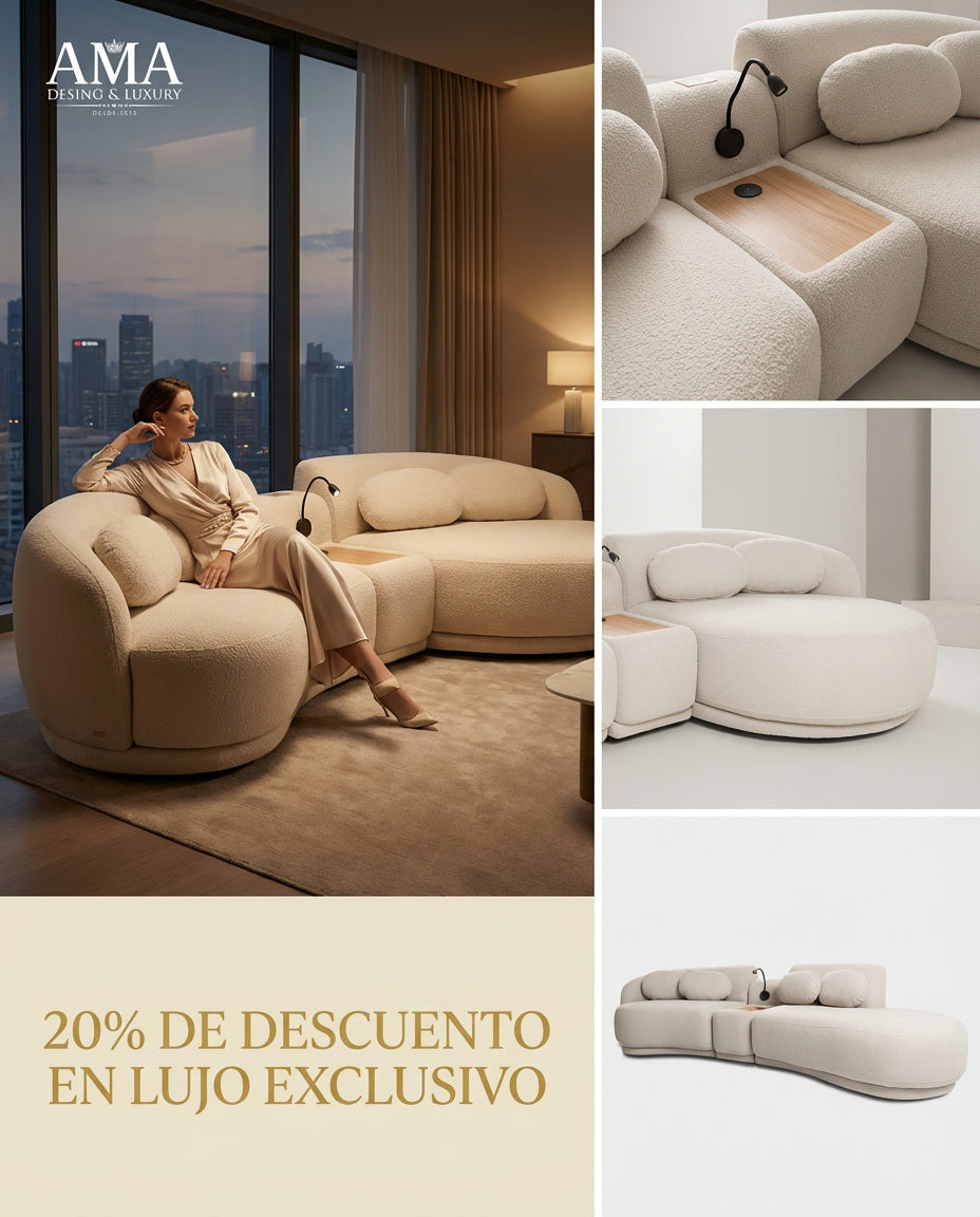 sofá modular de diseño curvo