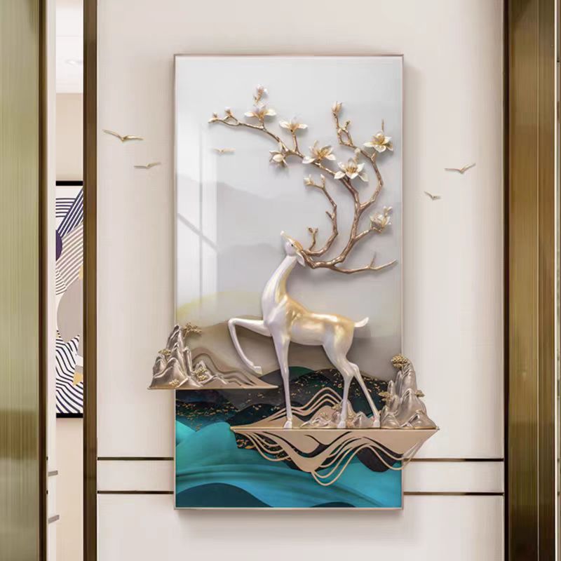 Cuadro Decorativo Ciervo Onírico con Luz LED | Arte de Gracia y Espíritu en Poliresina 3D