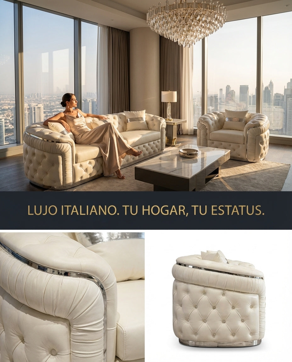 Sofá Capitone Blanco de Diseño Italiano