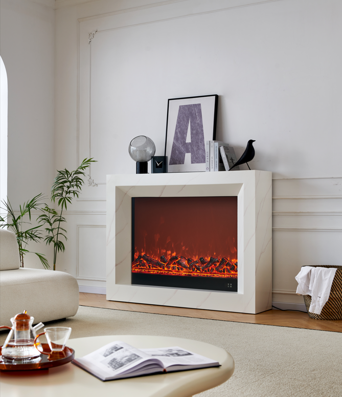 Chimenea Mármol Alba – Minimalismo Sofisticado