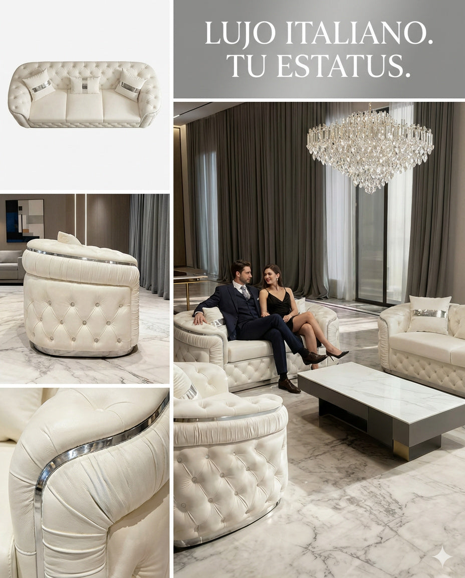 Sofá Capitone Blanco de Diseño Italiano