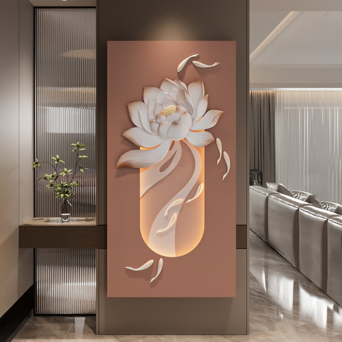 Cuadro Loto Dorado 3D con Luz LED | Arte Espiritual de Lujo