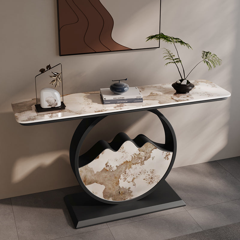 Mesita  Arrimo de Ceramic Top Blanco con Base Negra