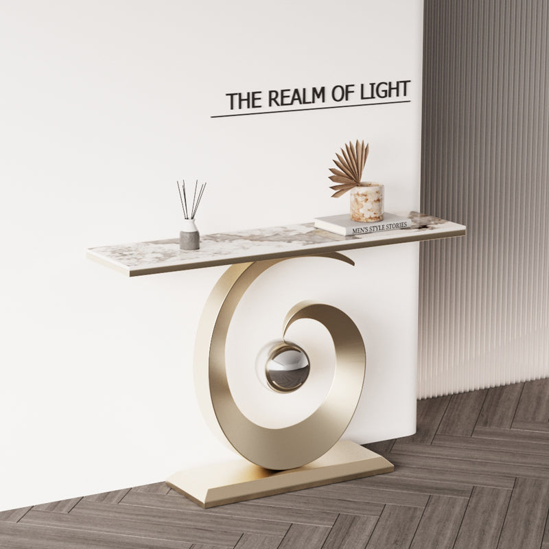 Mesa de Arrimo “The Realm of Light” – Ceramic  TOP Blanco y Base en Espiral de Lujo