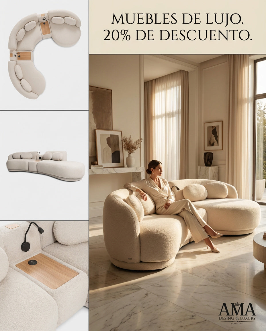 sofá modular de diseño curvo
