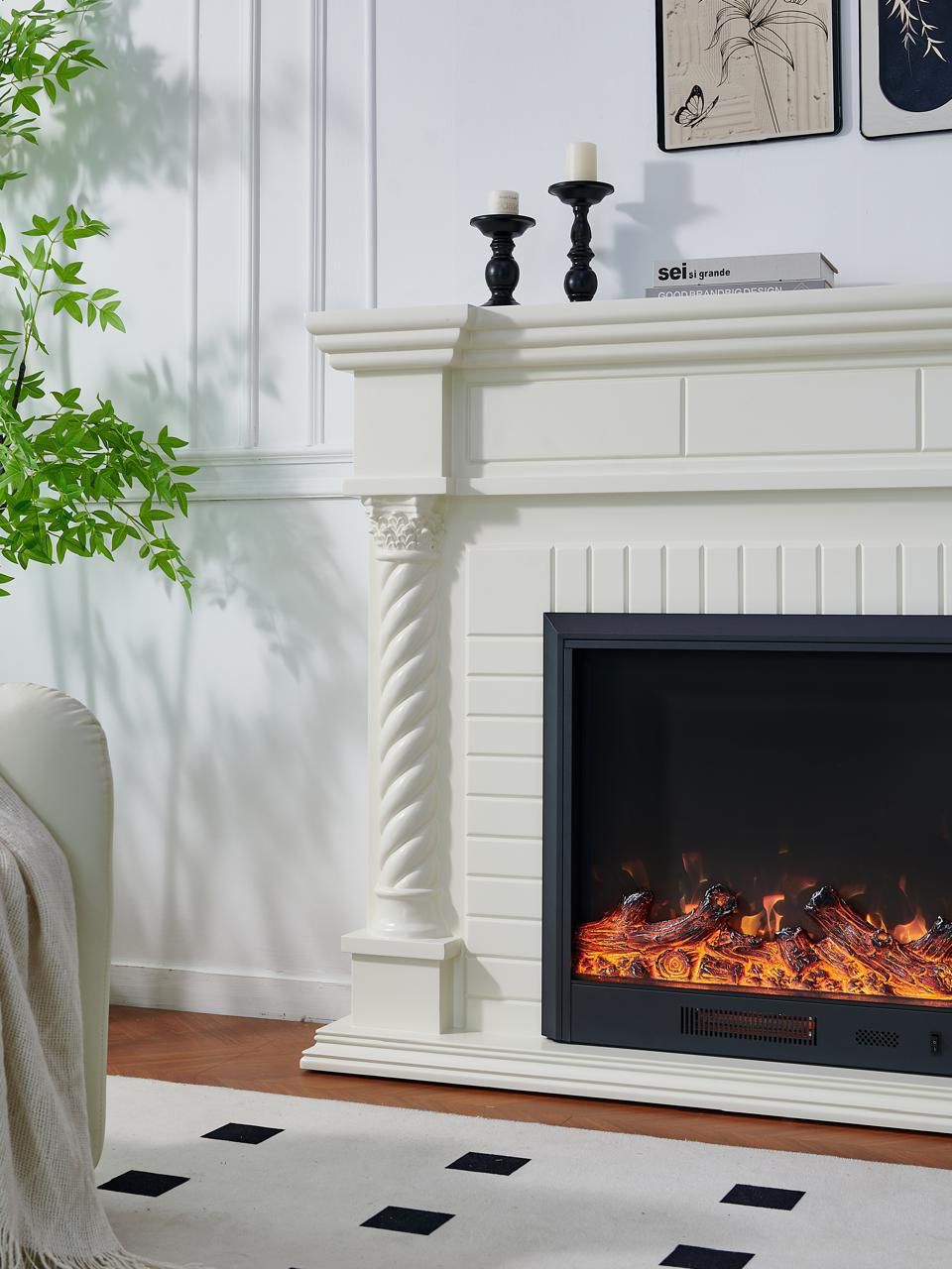 Chimenea Eléctrica Decorativa | Fuego Realista y Calor acogedor para tu Living