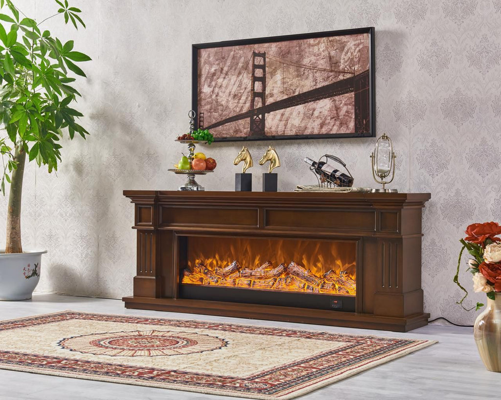 Chimenea  Eléctrica Nogal | Calor acogedor y estilo clásico para tu Living