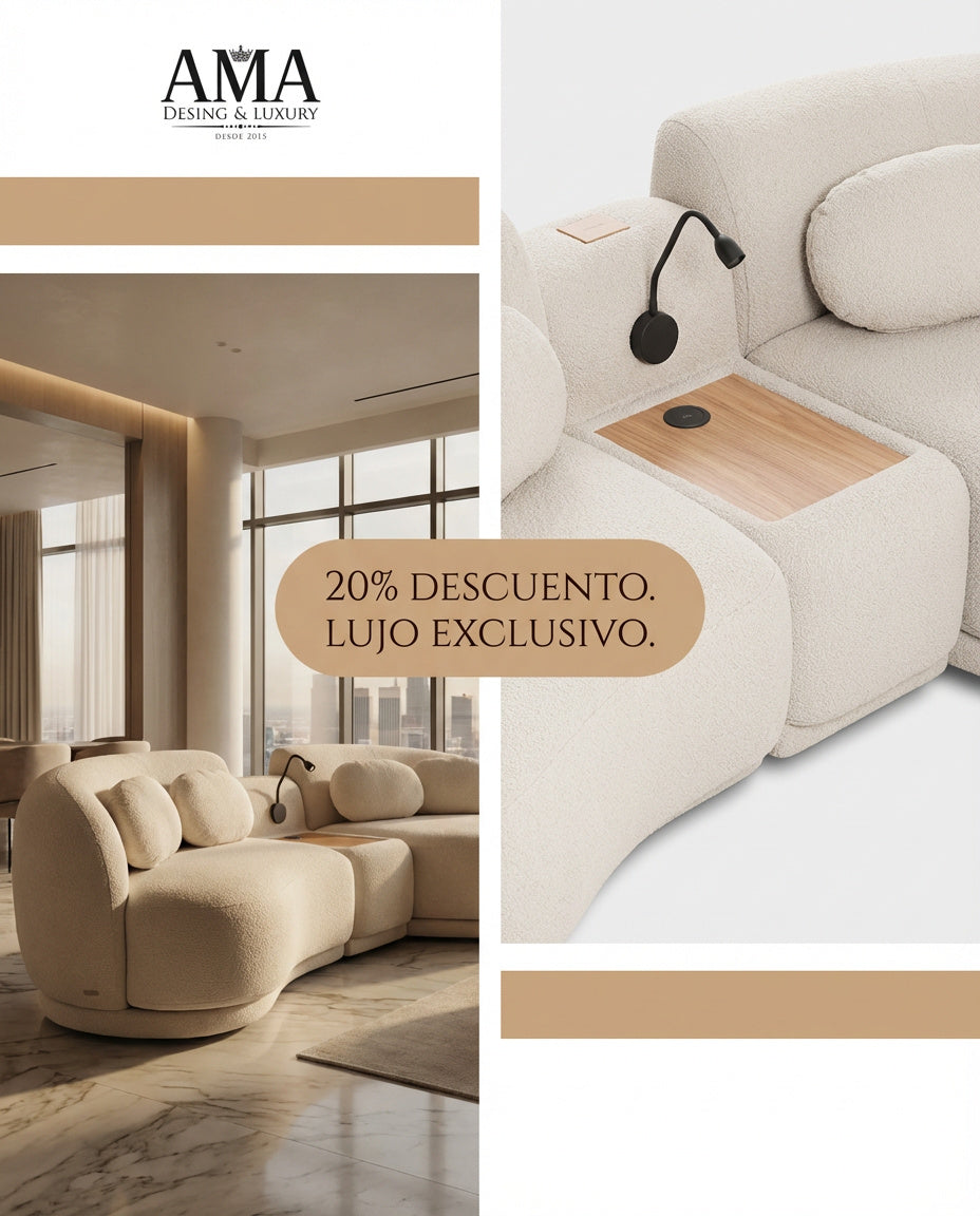 sofá modular de diseño curvo