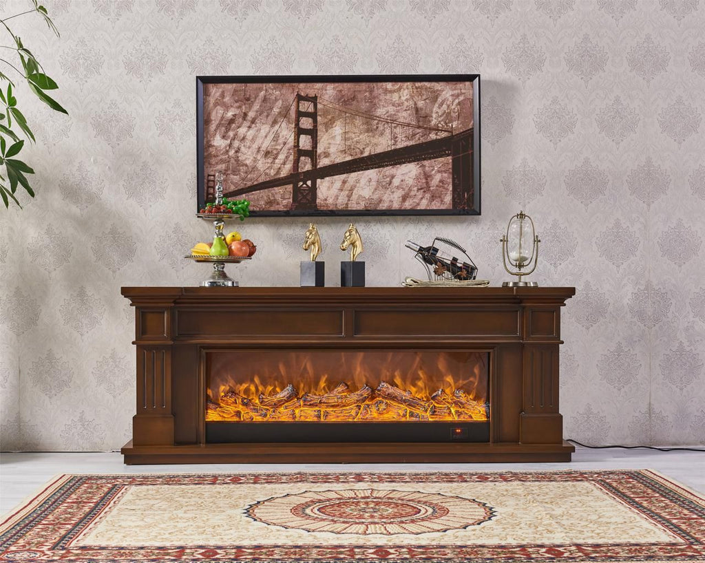 Chimenea  Eléctrica Nogal | Calor acogedor y estilo clásico para tu Living
