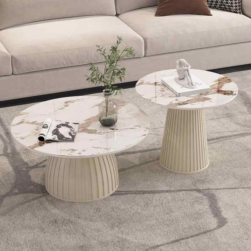 Mesa de Centro cubierta de Ceramic TOP Blanco Redonda