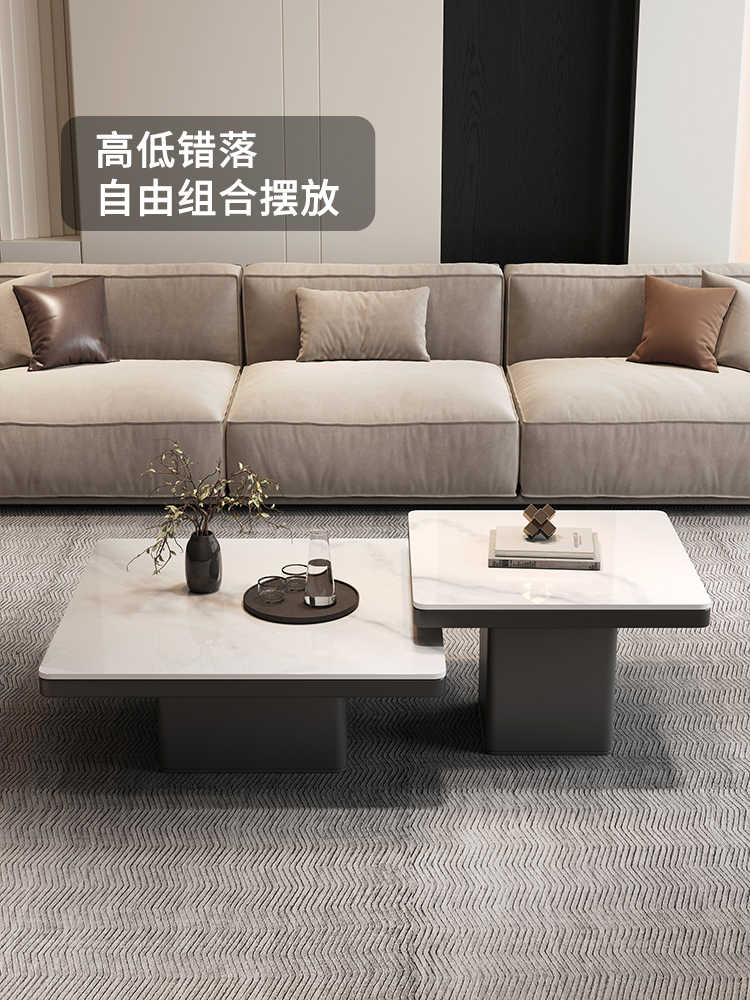 Mesa de Centro Cuadrada de Ceramic TOP Blanco | Diseño Moderno y Minimalista