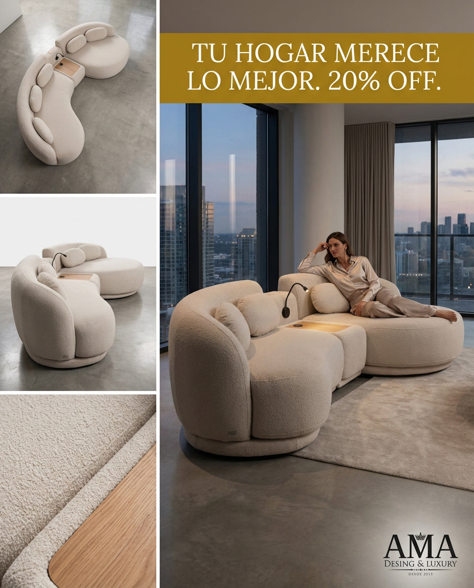 sofá modular de diseño curvo