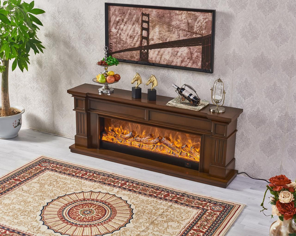 Chimenea  Eléctrica Nogal | Calor acogedor y estilo clásico para tu Living