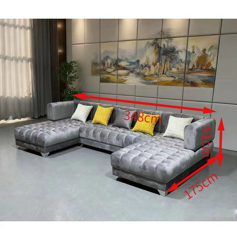 Sofá Seccional Gris de Diseño con Chaise Lounge