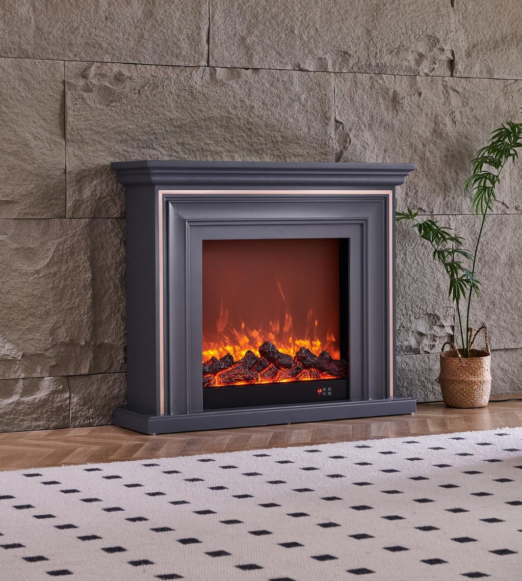 Chimenea Navideña Elegante Gris | Diseño moderno y calor acogedor para tu living