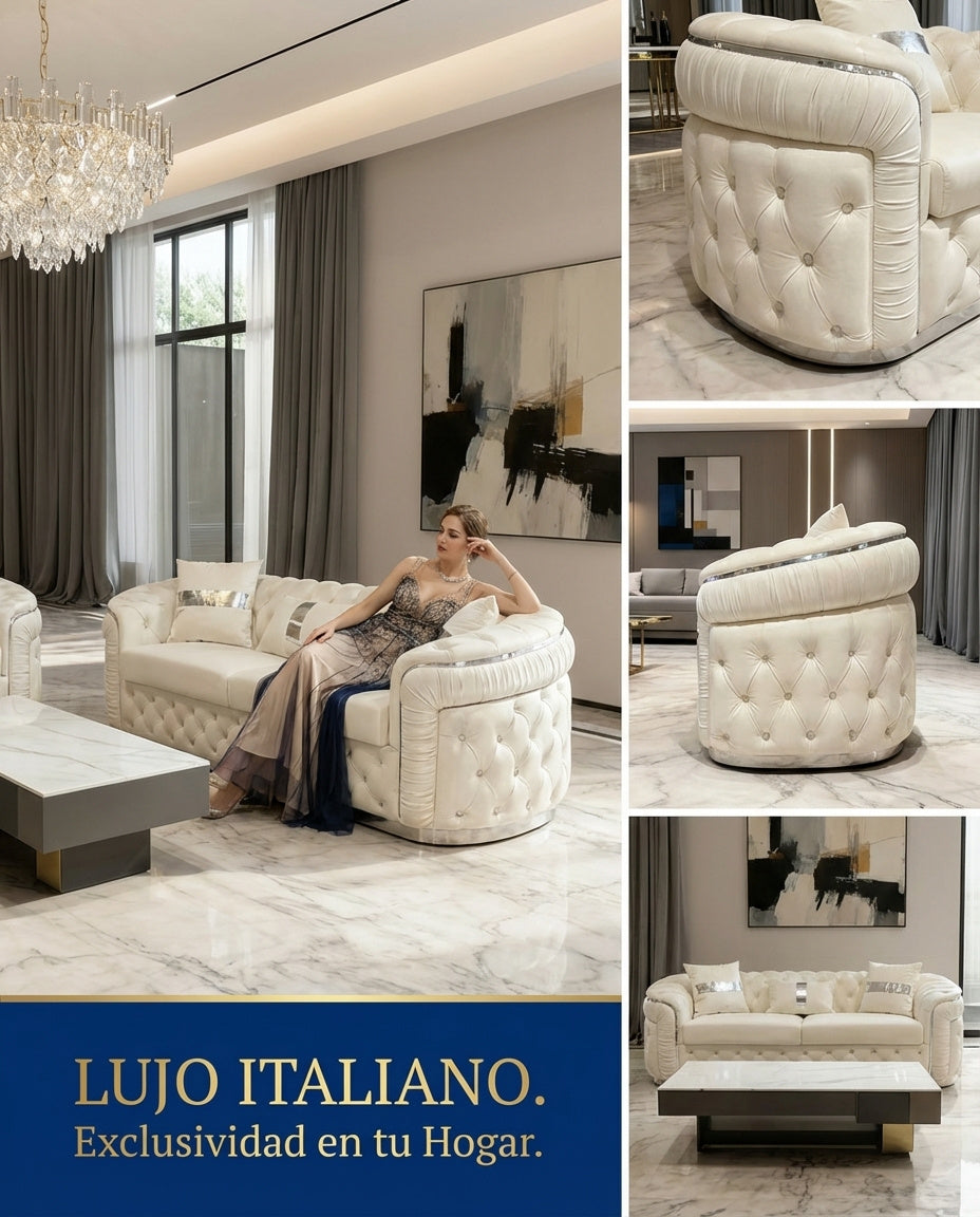 Sofá Capitone Blanco de Diseño Italiano