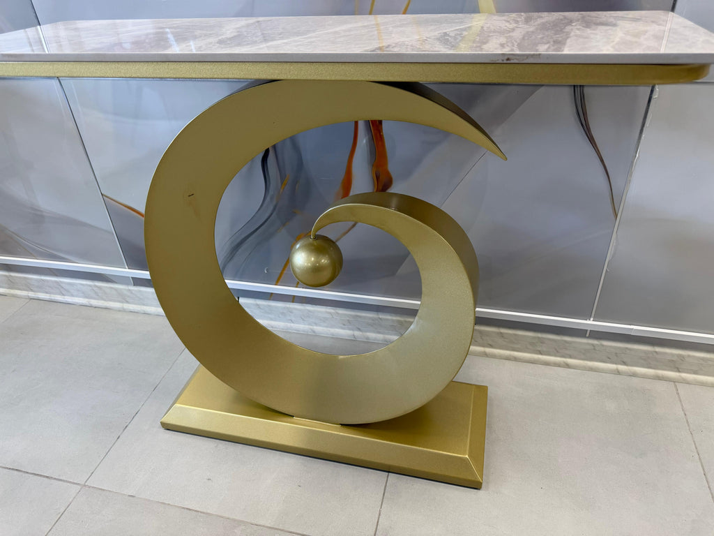 Mesa de Arrimo “The Realm of Light” – Ceramic  TOP Blanco y Base en Espiral de Lujo