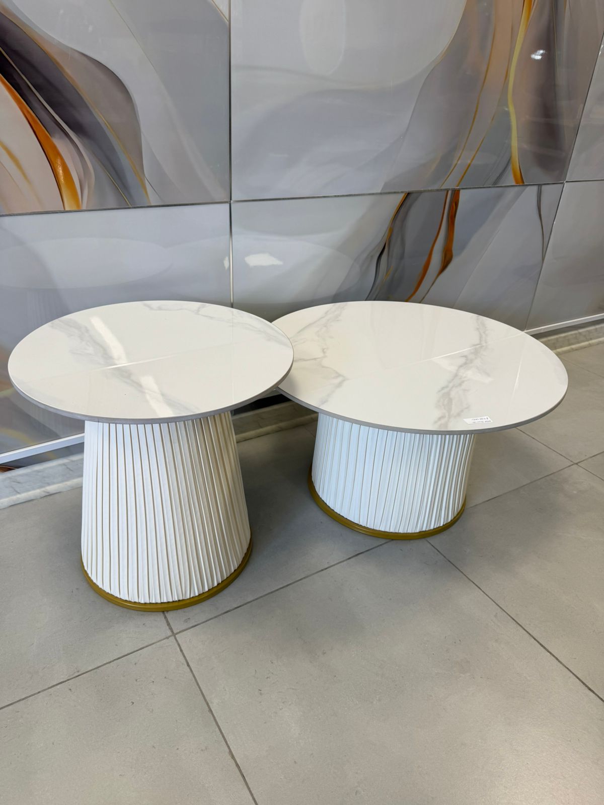Mesa de Centro cubierta de Ceramic TOP Blanco Redonda
